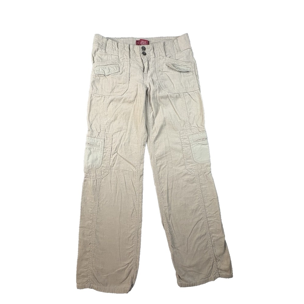 VTG Y2K BeBop Women's S (31.5x31.5) Beige Corduroy Cargo Wide Leg Utility Pants
